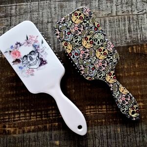 Brand New Set of Gothic Skull Themed Paddle Hair Brushes ~ 8 1/2" ~ BNIP